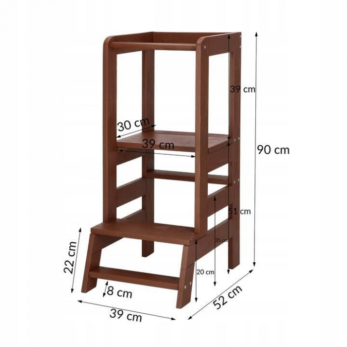 INALTATOR MULTIFUNCTIONAL/AJUTOR DE BUCATARIE PENTRU COPII, AJUSTABIL, LEMN, MARO, 39X52X90 CM, SPRINGOS [6]