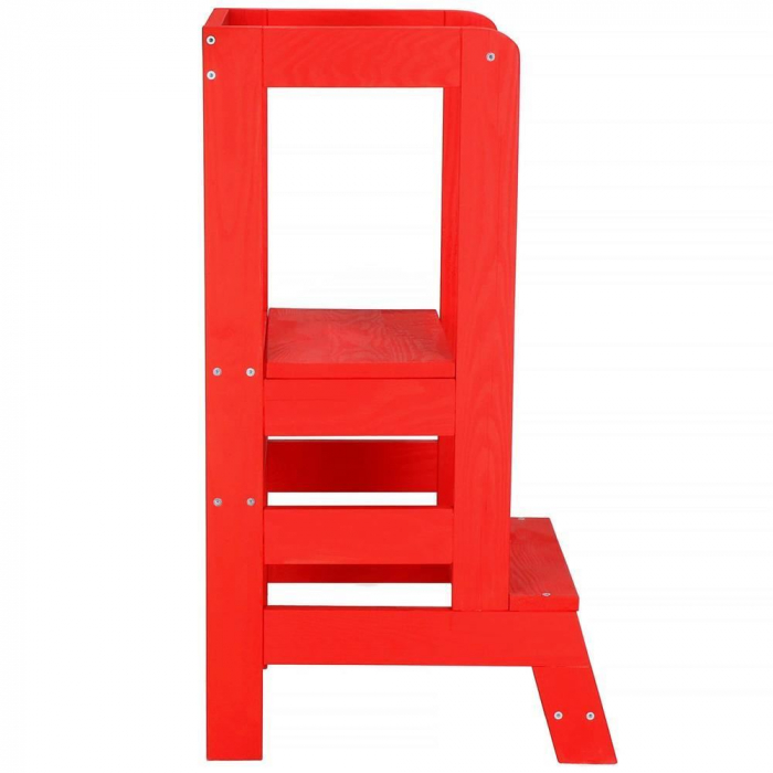 INALTATOR MULTIFUNCTIONAL/AJUTOR DE BUCATARIE PENTRU COPII, AJUSTABIL, LEMN, ROSU, 39X52X90 CM, SPRINGOS [14]