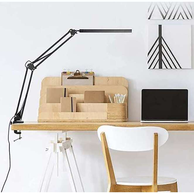 LAMPA DE BIROU 2 IN 1, CU PRINDERE MASA, BRAT FLEXIBIL, 3 CULORI LUMINA, 10 NIVELURI, USB, NEGRU, 3X37 CM, IZOXIS [11]