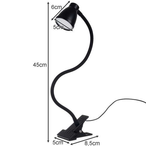 LAMPA DE BIROU CU CLIPS, BRAT FLEXIBIL, 3 CULORI LUMINA, 10 NIVELURI, USB, NEGRU, 45 CM, IZOXIS [9]