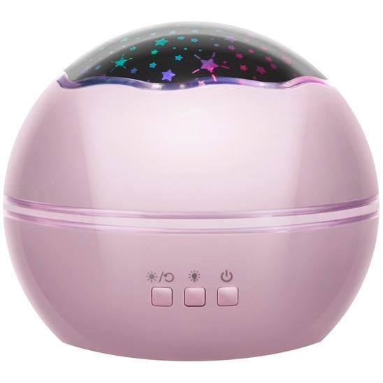 LAMPA DE NOPTIERA CU PROIECTOR, PENTRU COPII, CUPOLA ROTATIVA, 2 MODURI, ROZ, 230V/4XAAA, 11.5X10 CM [3]