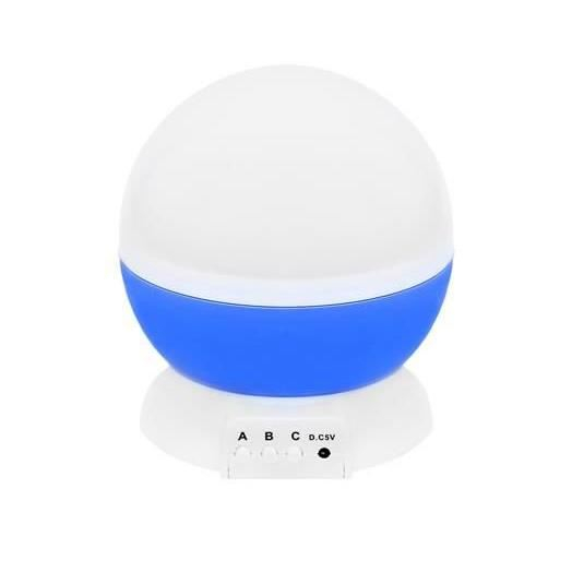 LAMPA DE NOPTIERA CU PROIECTOR, PENTRU COPII, CUPOLA ROTATIVA, ALBASTRU, INCARCARE USB/4XAAA, 12.7X13.5 CM, ISOTRADE [8]