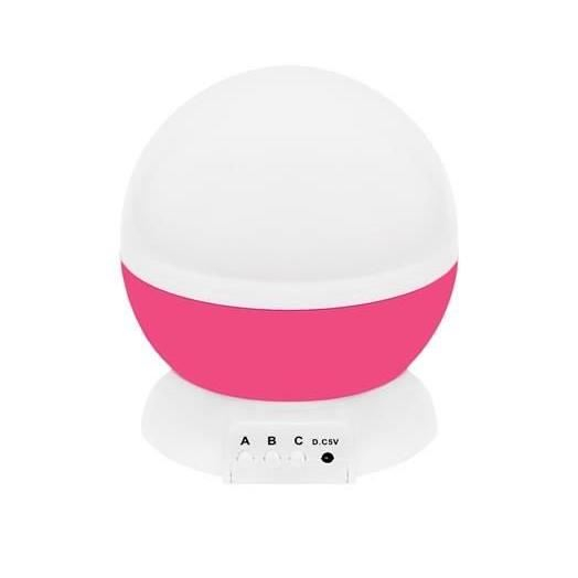 LAMPA DE NOPTIERA CU PROIECTOR, PENTRU COPII, CUPOLA ROTATIVA, ROZ, INCARCARE USB/4XAAA, 12.7X13.5 CM, ISOTRADE [5]