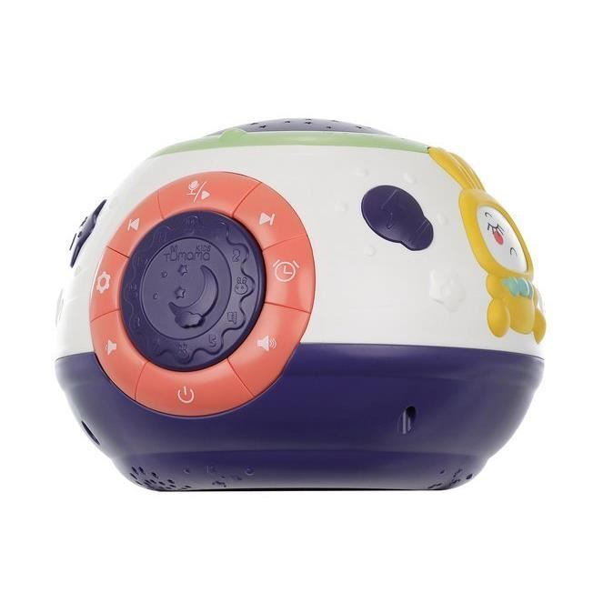 LAMPA DE NOPTIERA CU PROIECTOR, PENTRU COPII, MUZICALA, 4 MODURI, 3XAA, MOV SI ALB, 18X14 CM [7]