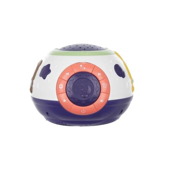 LAMPA DE NOPTIERA CU PROIECTOR, PENTRU COPII, MUZICALA, 4 MODURI, 3XAA, MOV SI ALB, 18X14 CM [1]