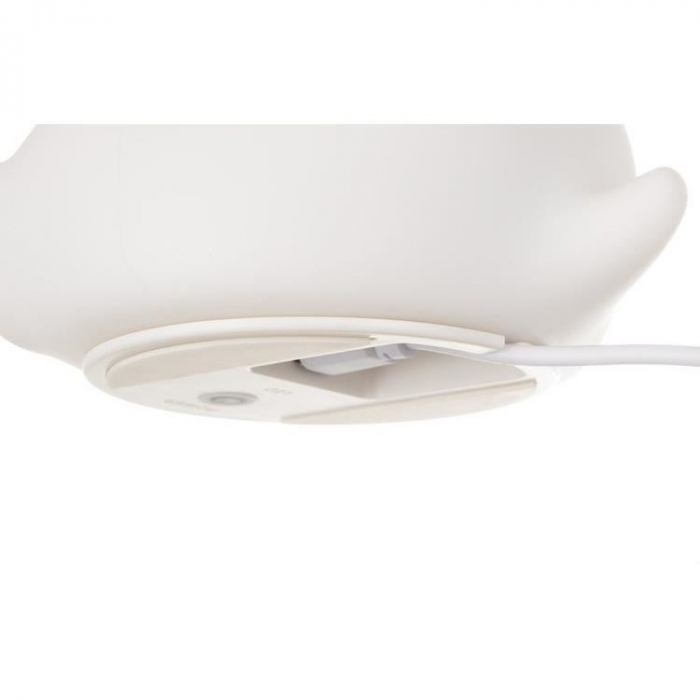LAMPA DE NOPTIERA, PENTRU COPII, LED, 4 MODURI ILUMINARE, 16 CULORI, USB, CU TELECOMANDA, MODEL CATEL, ALB, SILICON, 9X10X14 CM, ISOTRADE [4]