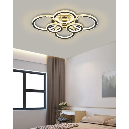 Lustra LED Cristal 6 Cercuri cu Telecomanda wifi 2.4G [1]