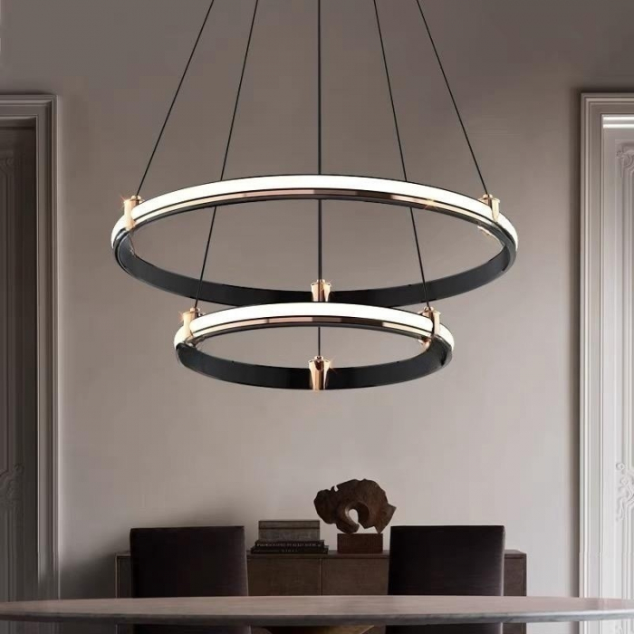 Lustra LED Negru cu 2 Cercuri [1]