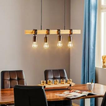 LUSTRA VINTAGE 4 SOCLURI E27 LEMN [1]