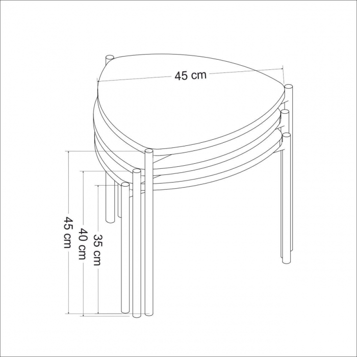 MASA DE CAFEA, PAL MELAMINAT, ALB, NATUR SI ANTRACIT, SET 3 PIESE, 45X45/40/35 CM, LENNY, MINAR [2]