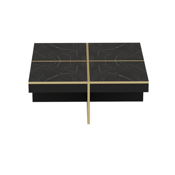 MASA DE CAFEA, PATRATA, PAL MELAMINAT, NEGRU, 90X90X35 CM, ROYAL, MINAR [4]