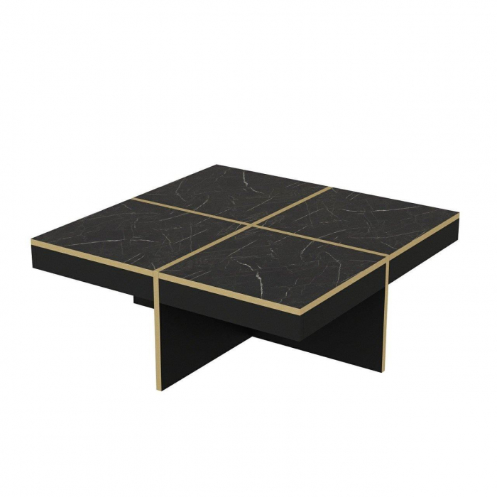MASA DE CAFEA, PATRATA, PAL MELAMINAT, NEGRU, 90X90X35 CM, ROYAL, MINAR [3]