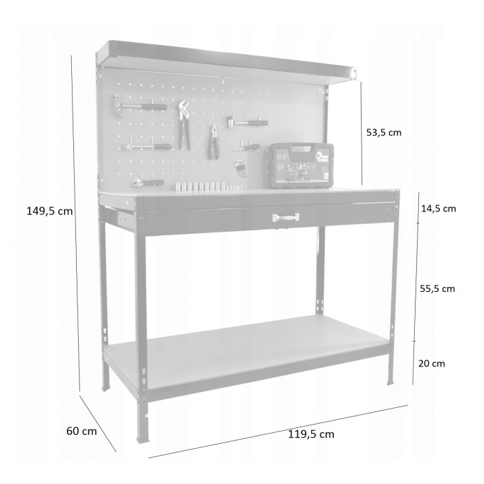 MASA METALICA CU PANOURI PENTRU SCULE 120X60X150 CM [10]
