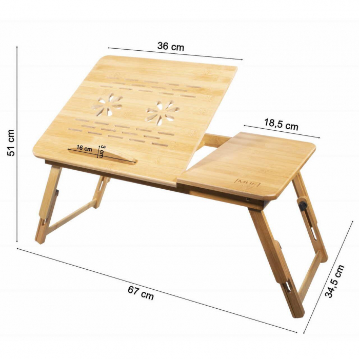 MASA PENTRU LAPTOP, ARTOOL, PLIABILA, LEMN, NATUR, 67X34.5X51 CM [2]