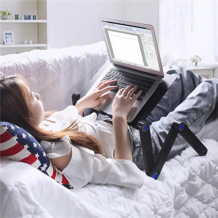 MASA PENTRU LAPTOP, PLIABILA, AJUSTABILA, VENTILATOR CU USB, MOUSE PAD DETASABIL, 48X27X48 CM, ISOTRADE [2]