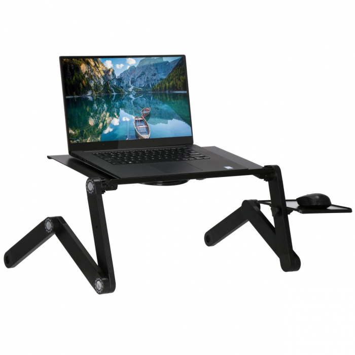 MASA PENTRU LAPTOP, PLIABILA, AJUSTABILA, VENTILATOR CU USB, MOUSE PAD DETASABIL, NEGRU, 48X26X49 CM, SPRINGOS [7]