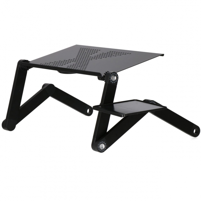 MASA PENTRU LAPTOP, PLIABILA, AJUSTABILA, VENTILATOR CU USB, MOUSE PAD DETASABIL, NEGRU, 48X26X49 CM, SPRINGOS [6]
