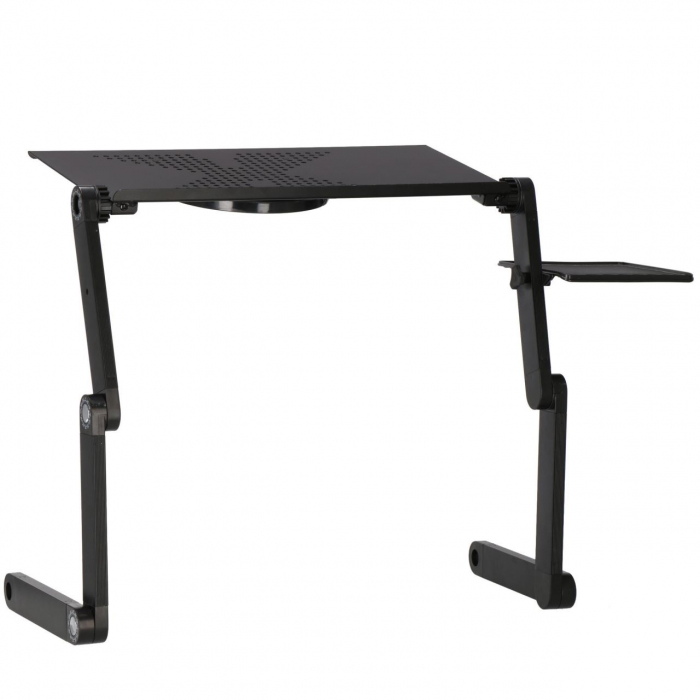MASA PENTRU LAPTOP, PLIABILA, AJUSTABILA, VENTILATOR CU USB, MOUSE PAD DETASABIL, NEGRU, 48X26X49 CM, SPRINGOS [4]