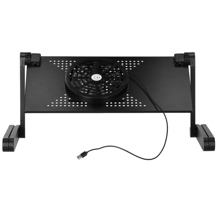 MASA PENTRU LAPTOP, PLIABILA, AJUSTABILA, VENTILATOR CU USB, MOUSE PAD DETASABIL, NEGRU, 48X26X49 CM, SPRINGOS [10]