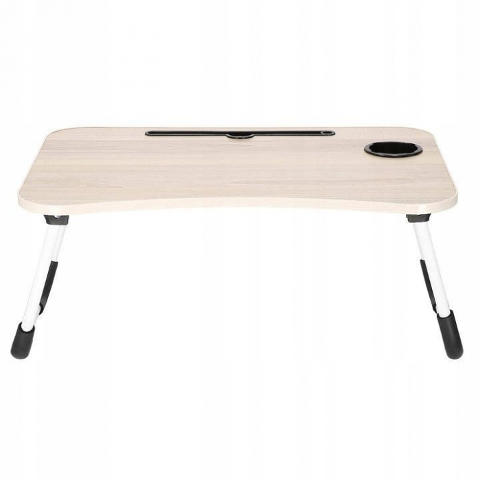 MASA PENTRU LAPTOP, PLIABILA, SUPORT PAHAR, MDF, METAL, PE, BEJ, 60X40X27 CM, SPRINGOS [3]