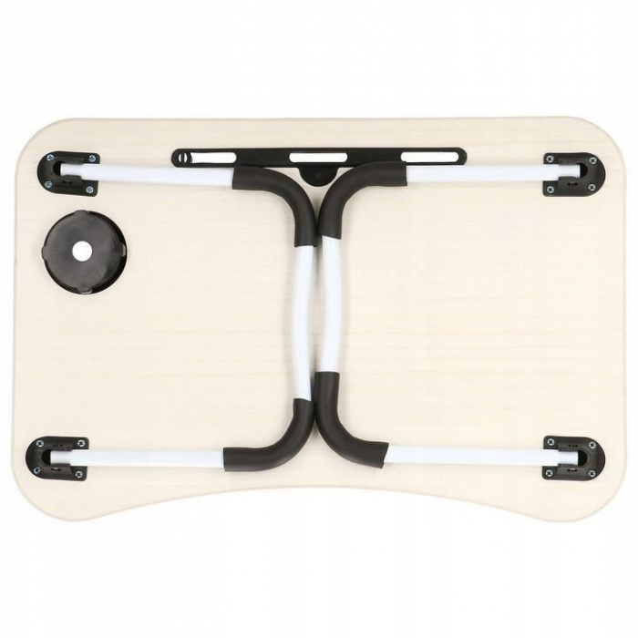 MASA PENTRU LAPTOP, PLIABILA, SUPORT PAHAR, MDF, METAL, PE, CREM, 60X40X27 CM, SPRINGOS [6]