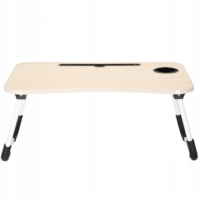 MASA PENTRU LAPTOP, PLIABILA, SUPORT PAHAR, MDF, METAL, PE, CREM, 60X40X27 CM, SPRINGOS [3]