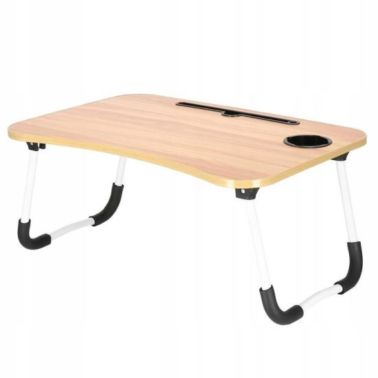 MASA PENTRU LAPTOP, PLIABILA, SUPORT PAHAR, MDF, METAL, PE, NATUR, 60X40X27 CM, SPRINGOS [1]
