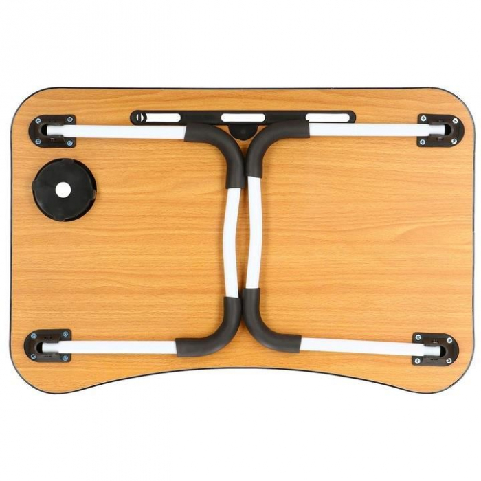 MASA PENTRU LAPTOP, PLIABILA, SUPORT PAHAR, MDF, METAL, PE, NEGRU, 60X40X27 CM, SPRINGOS [5]