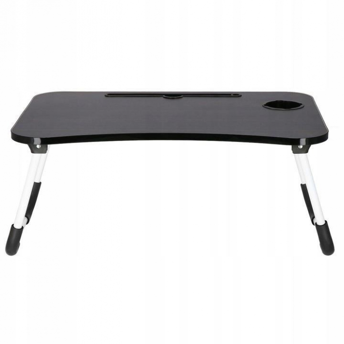 MASA PENTRU LAPTOP, PLIABILA, SUPORT PAHAR, MDF, METAL, PE, NEGRU, 60X40X27 CM, SPRINGOS [3]