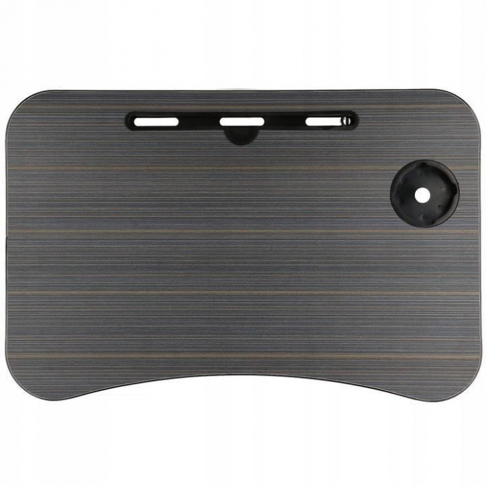 MASA PENTRU LAPTOP, PLIABILA, SUPORT PAHAR, MDF, METAL, PE, NEGRU, 60X40X27 CM, SPRINGOS [6]
