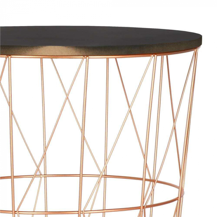 MASA ROTUNDA CU COS DEPOZITARE, MDF, BAZA METALICA, CUPRU SI NEGRU, 26.5/35X40 CM, RINO, SPRINGOS [10]