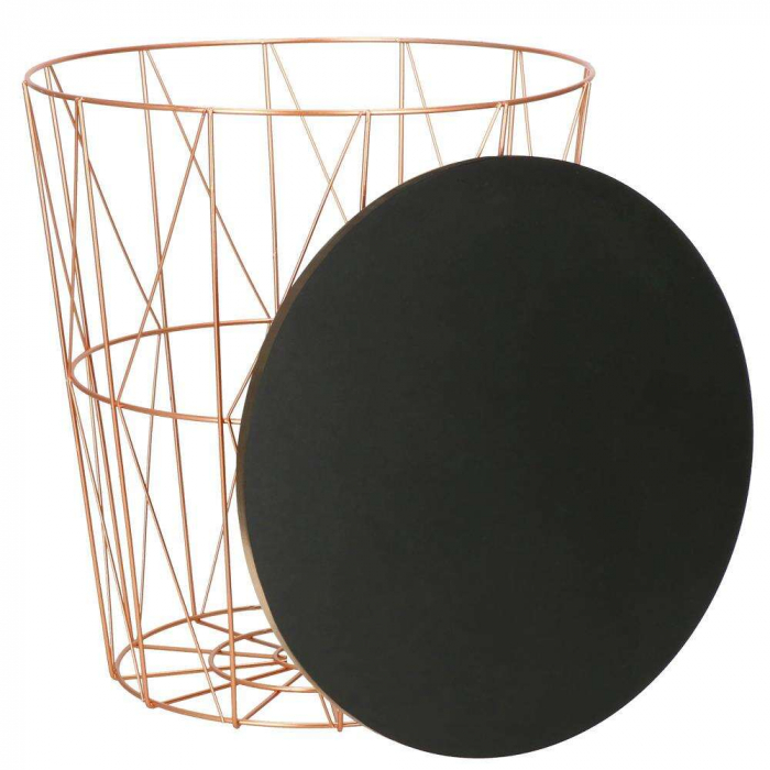 MASA ROTUNDA CU COS DEPOZITARE, MDF, BAZA METALICA, CUPRU SI NEGRU, 26.5/35X40 CM, RINO, SPRINGOS [7]