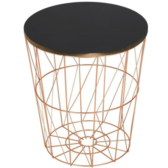 MASA ROTUNDA CU COS DEPOZITARE, MDF, BAZA METALICA, CUPRU SI NEGRU, 26.5/35X40 CM, RINO, SPRINGOS [1]