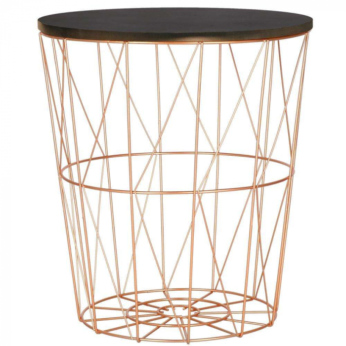 MASA ROTUNDA CU COS DEPOZITARE, MDF, BAZA METALICA, CUPRU SI NEGRU, 26.5/35X40 CM, RINO, SPRINGOS [8]