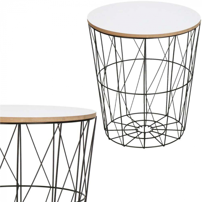 MASA ROTUNDA CU COS DEPOZITARE, MDF, BAZA METALICA, NEGRU SI ALB, 26.5/35X40 CM, RINO, SPRINGOS [2]