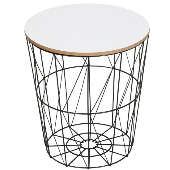 MASA ROTUNDA CU COS DEPOZITARE, MDF, BAZA METALICA, NEGRU SI ALB, 26.5/35X40 CM, RINO, SPRINGOS [1]
