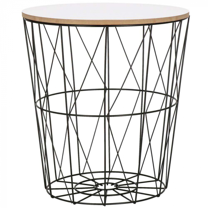 MASA ROTUNDA CU COS DEPOZITARE, MDF, BAZA METALICA, NEGRU SI ALB, 26.5/35X40 CM, RINO, SPRINGOS [9]