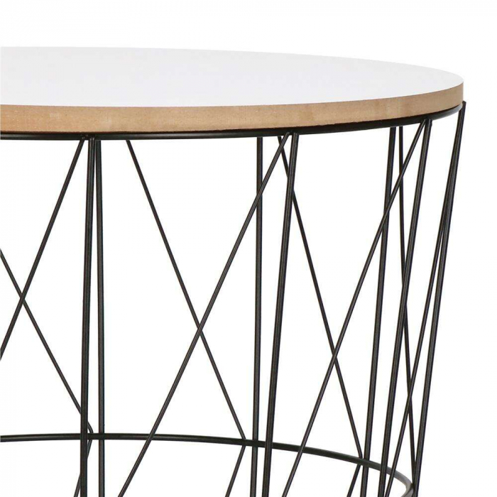 MASA ROTUNDA CU COS DEPOZITARE, MDF, BAZA METALICA, NEGRU SI ALB, 26.5/35X40 CM, RINO, SPRINGOS [11]