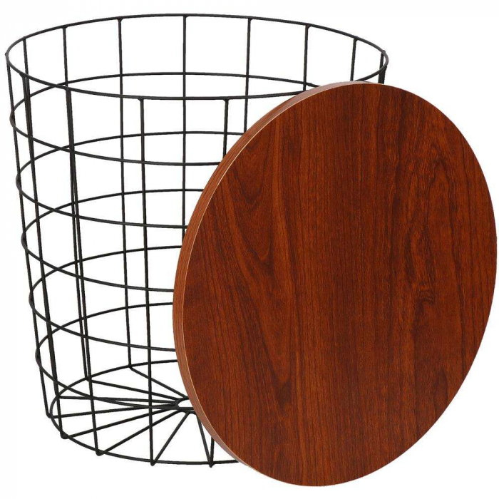 MASA ROTUNDA CU COS DEPOZITARE, MDF, BAZA METALICA, NEGRU SI MARO, 30.5/39X40 CM, SPRINGOS [6]