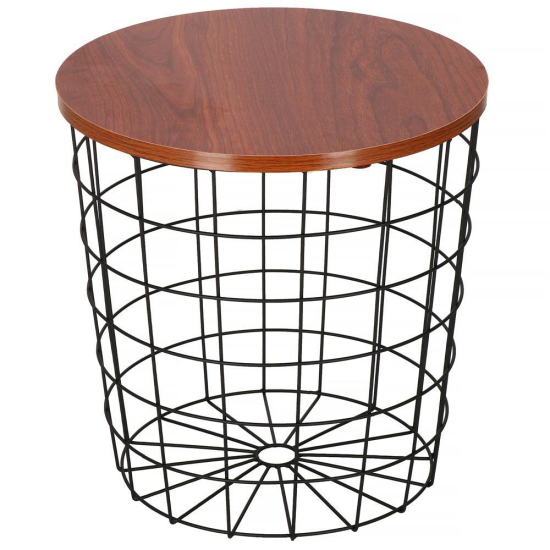 MASA ROTUNDA CU COS DEPOZITARE, MDF, BAZA METALICA, NEGRU SI MARO, 30.5/39X40 CM, SPRINGOS [1]