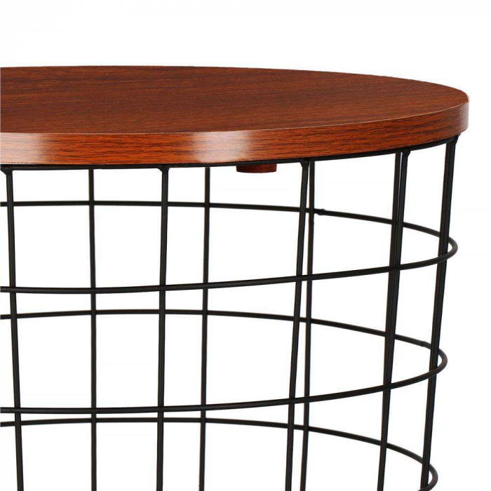 MASA ROTUNDA CU COS DEPOZITARE, MDF, BAZA METALICA, NEGRU SI MARO, 30.5/39X40 CM, SPRINGOS [5]