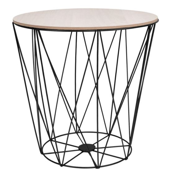 MASA ROTUNDA CU COS DEPOZITARE, MDF, BAZA METALICA, NEGRU SI NATUR, 24/35X35 CM, SPRINGOS [1]