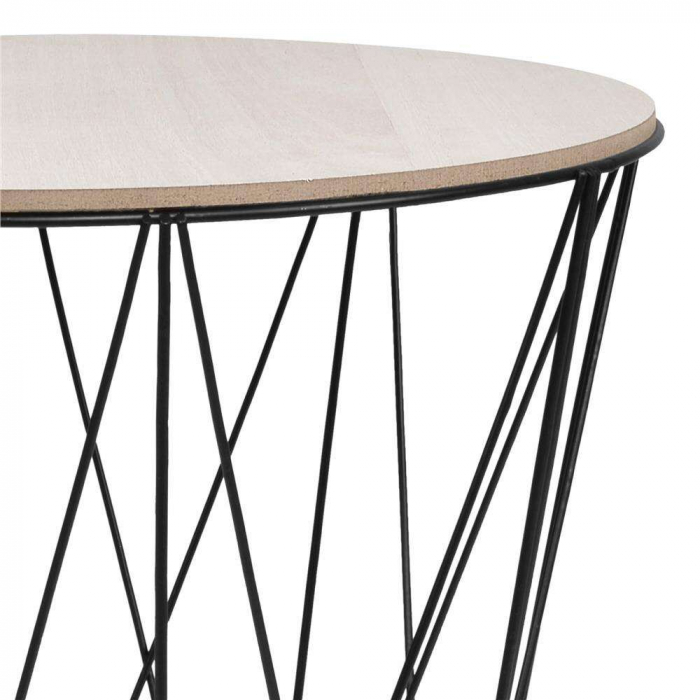MASA ROTUNDA CU COS DEPOZITARE, MDF, BAZA METALICA, NEGRU SI NATUR, 24/35X35 CM, SPRINGOS [3]