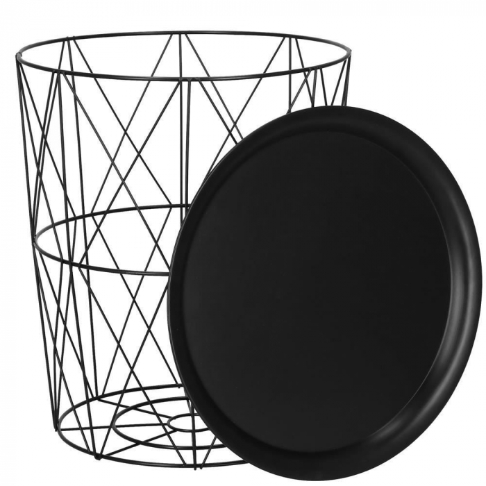 MASA ROTUNDA CU COS DEPOZITARE, METALICA, NEGRU, 26.5/35X40 CM, LOFT, SPRINGOS [3]