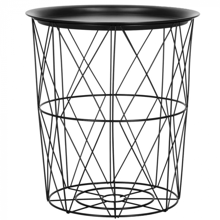 MASA ROTUNDA CU COS DEPOZITARE, METALICA, NEGRU, 26.5/35X40 CM, LOFT, SPRINGOS [4]