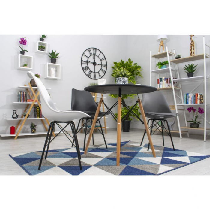 MASA STIL SCANDINAV, ARTOOL, ROTUND, MDF SI LEMN, NEGRU, NATUR, 80X72 CM [5]