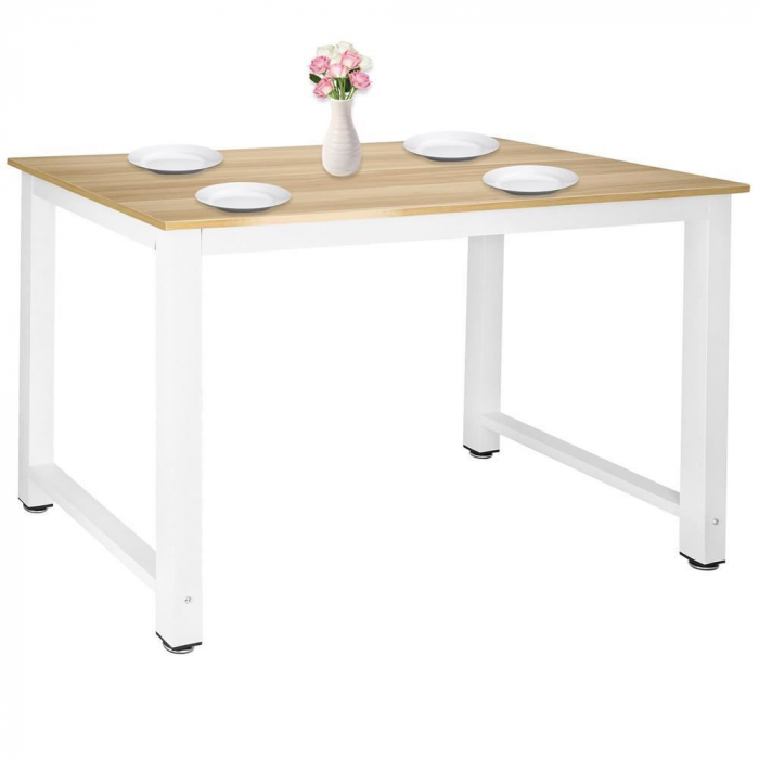 MASA STIL SCANDINAV, DREPTUNGHIULARA, METALICA, PLACA LAMINATA, ALB SI NATUR, 110X60X74 CM, SPRINGOS [3]
