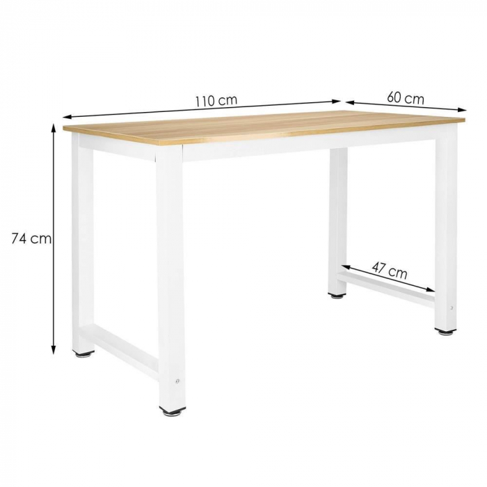 MASA STIL SCANDINAV, DREPTUNGHIULARA, METALICA, PLACA LAMINATA, ALB SI NATUR, 110X60X74 CM, SPRINGOS [2]