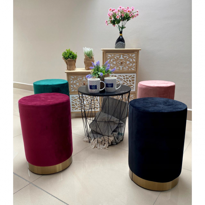 MASUTA CAFEA, CU COS DEPOZITARE METALIC, BLAT MDF EFECT MARMURA, ROTUND, NEGRU, SET 3 MARIMI, IRINA  [4]