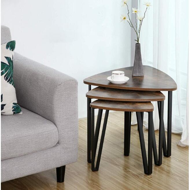 MASUTA CAFEA, VASAGLE, PAL SI METAL, MARO RUSTIC, SET 3 MARIMI [4]
